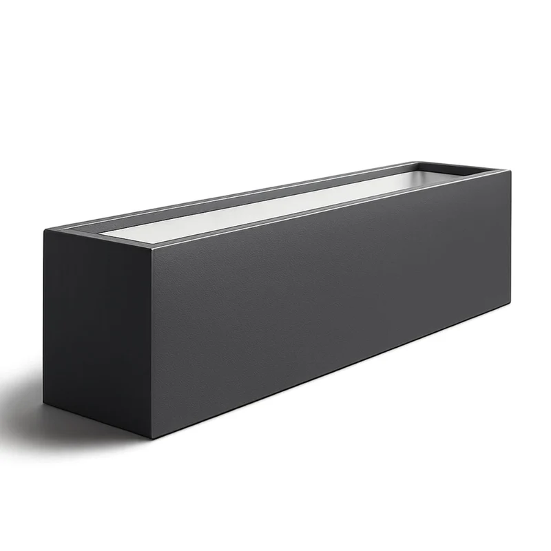 GARDRA Jardinière en polyester grise noire 190x40x40 cm RAL 7021