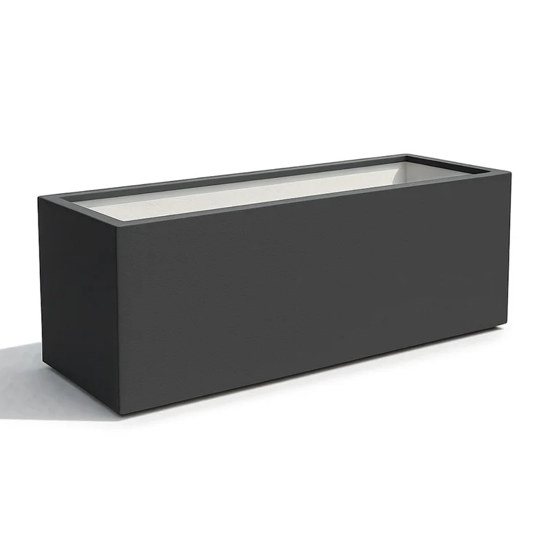 GARDRA Jardinière en polyester grise noire 180x60x70 cm RAL 7021