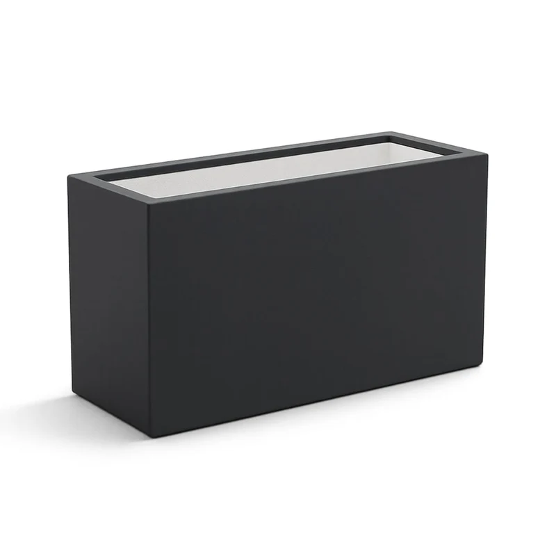 GARDRA Jardinière en polyester grise noire 100x30x50 cm RAL 7021