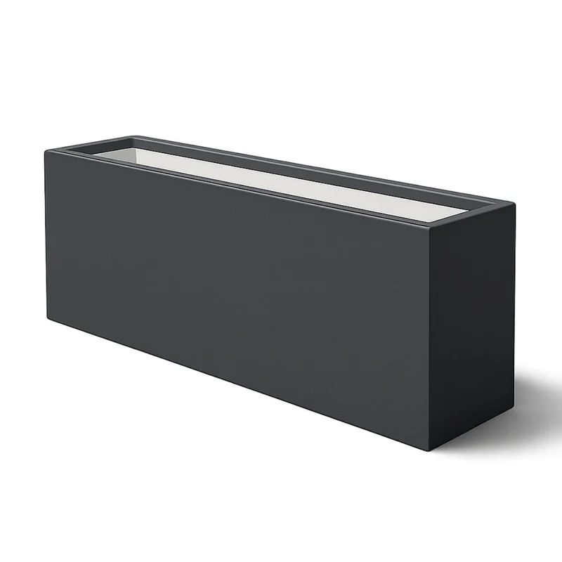 GARDRA Jardinière en polyester grise noire 200x30x60 cm RAL 7021
