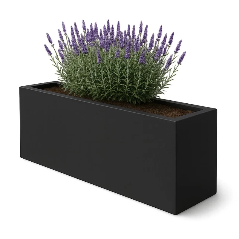 GARDRA Jardinière en polyester grise noire 200x30x60 cm RAL 7021