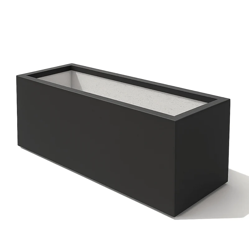 GARDRA Jardinière en polyester grise noire 137x50x50 cm RAL 7021