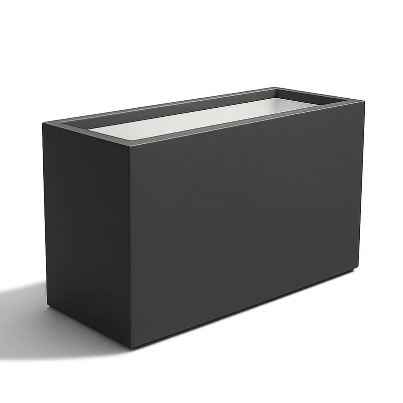 GARDRA Jardinière en polyester grise noire 120x46x80 cm RAL 7021