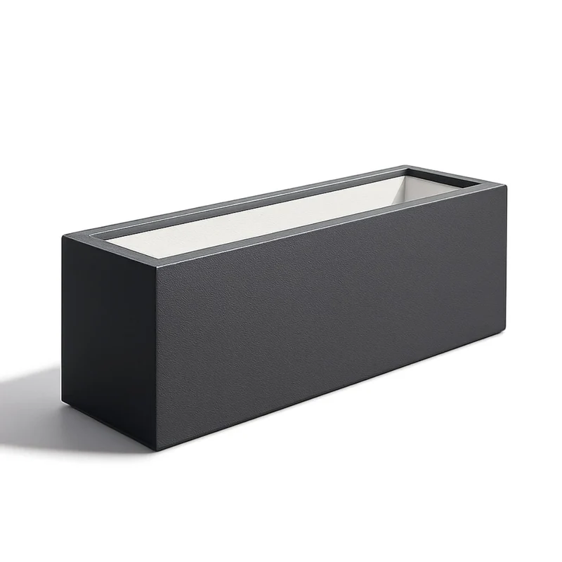 GARDRA Jardinière en polyester grise noire 120x25x35 cm RAL 7021