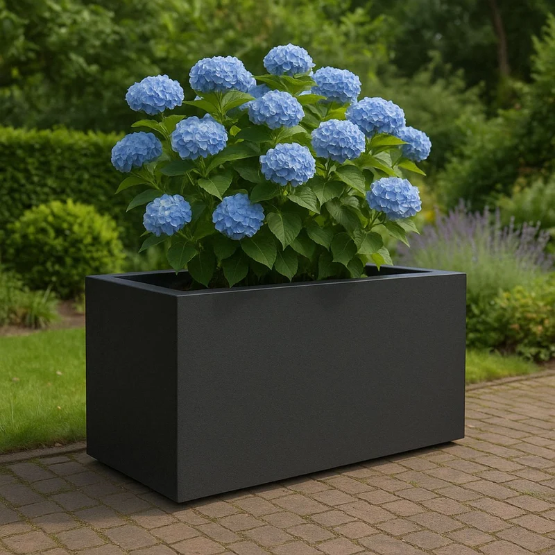 GARDRA Jardinière en polyester grise noire 150x75x85 cm RAL 7021