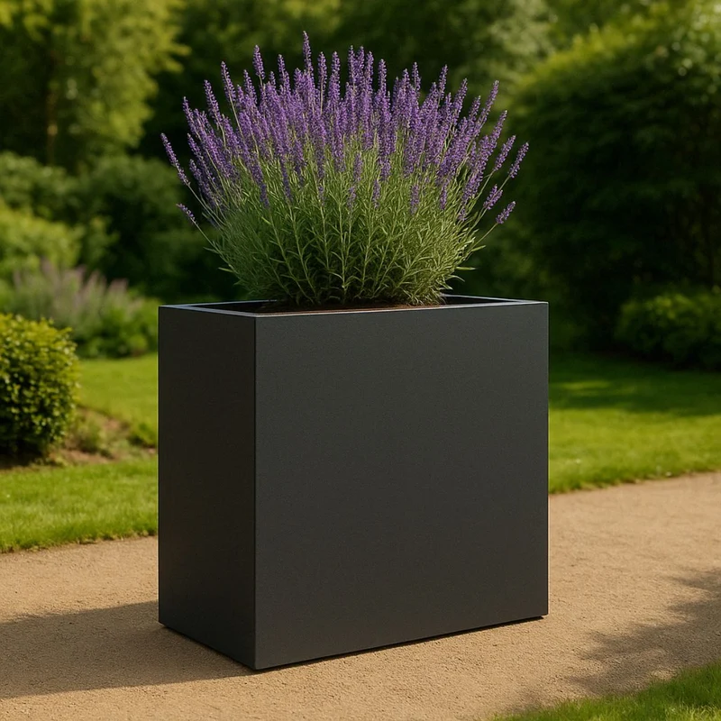 GARDRA Jardinière en polyester gris noir 110x40x110 cm RAL 7021