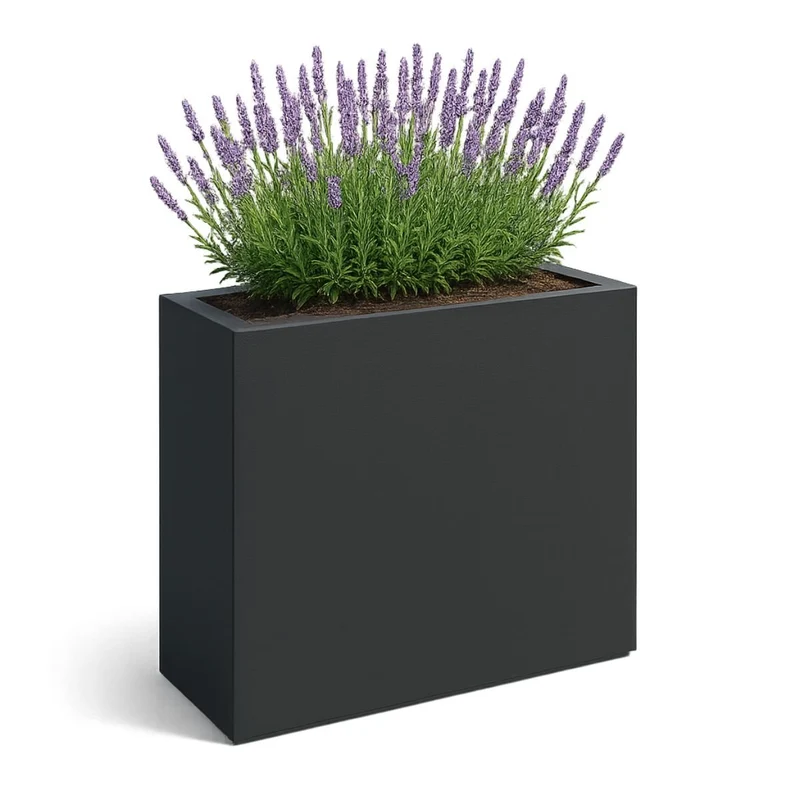 GARDRA Jardinière en polyester gris noir 110x40x110 cm RAL 7021