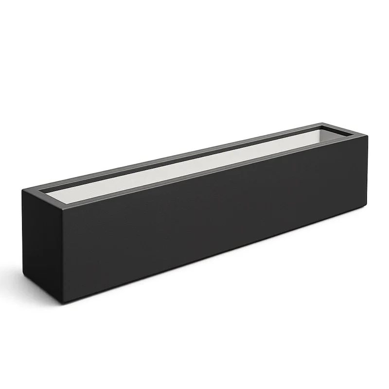 GARDRA Jardinière en polyester grise noire 208x30x20 cm RAL 7021