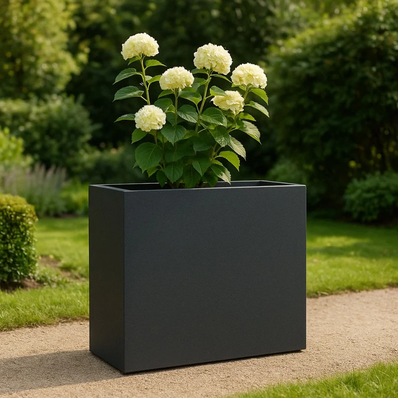 GARDRA Jardinière en polyester grise noire 100x40x100 cm RAL 7021