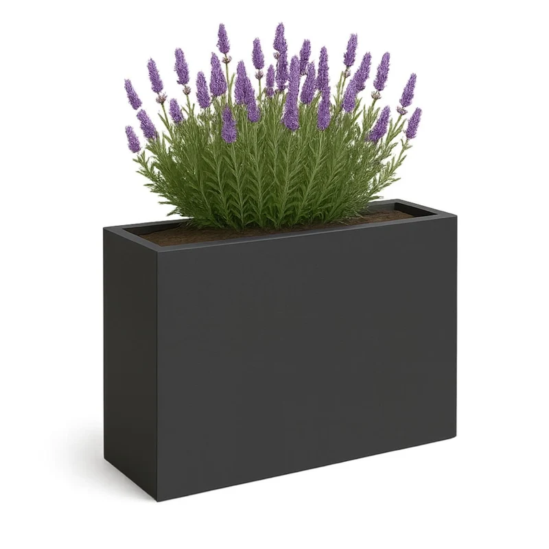 GARDRA Jardinière en polyester grise noire 100x40x100 cm RAL 7021