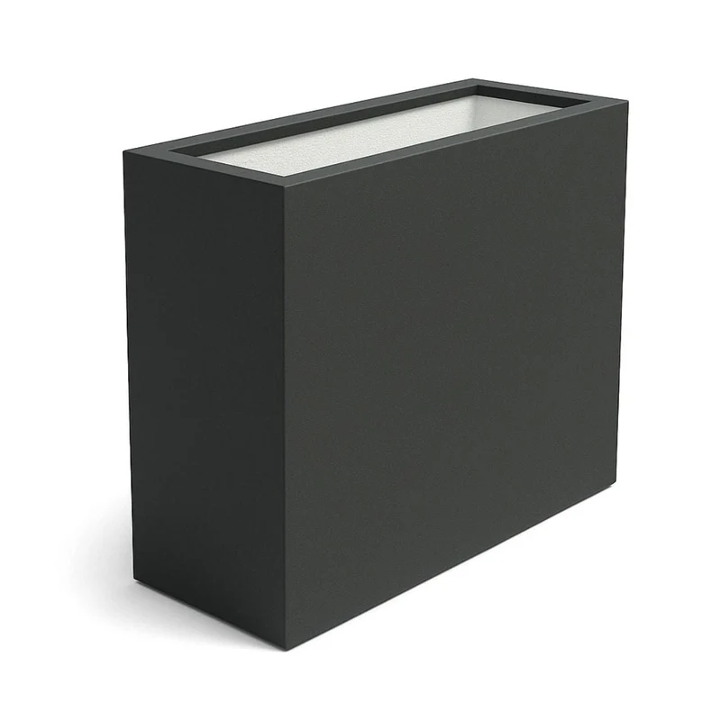 GARDRA Jardinière en polyester grise noire 90x40x90 cm RAL 7021