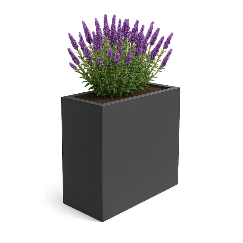 GARDRA Jardinière en polyester grise noire 90x40x90 cm RAL 7021