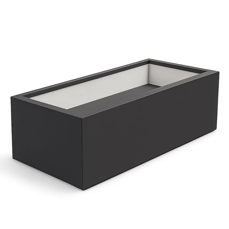 GARDRA Jardinière en polyester grise noire 180x88x32 cm RAL 7021