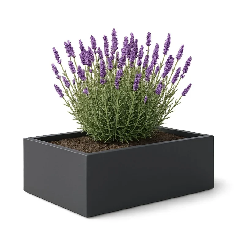 GARDRA Jardinière en polyester grise noire 180x88x32 cm RAL 7021