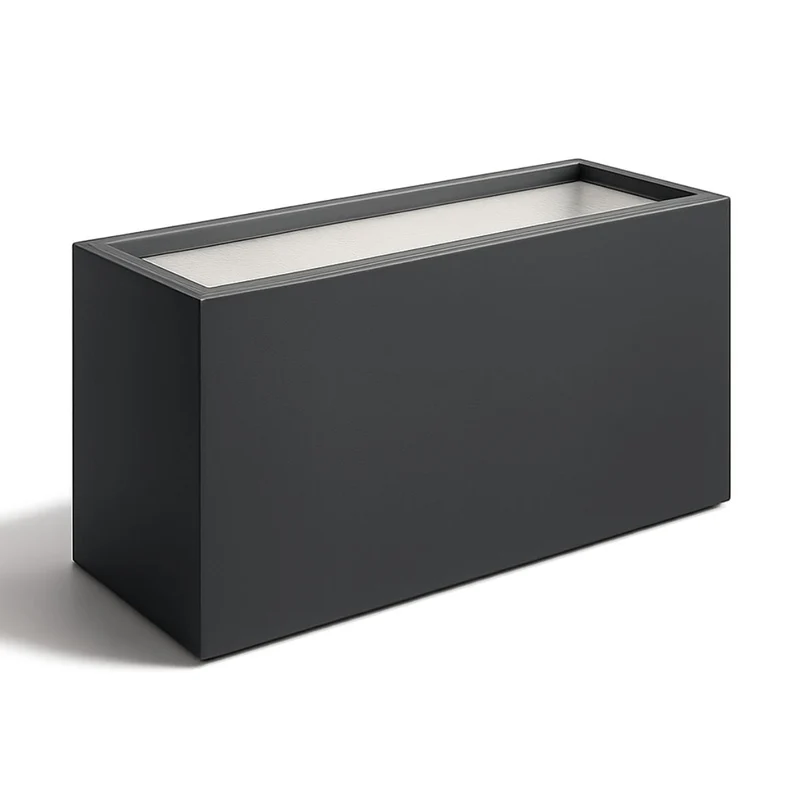 GARDRA Jardinière en polyester grise noire 120x30x60 cm RAL 7021