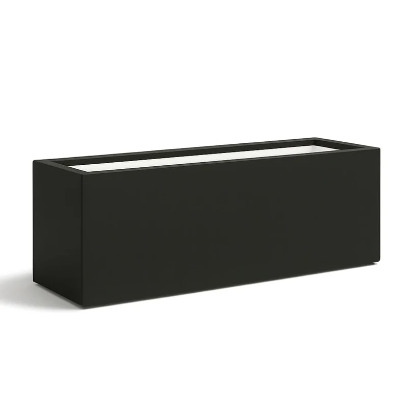 GARDRA Jardinière en polyester grise noire 150x50x40 cm RAL 7021
