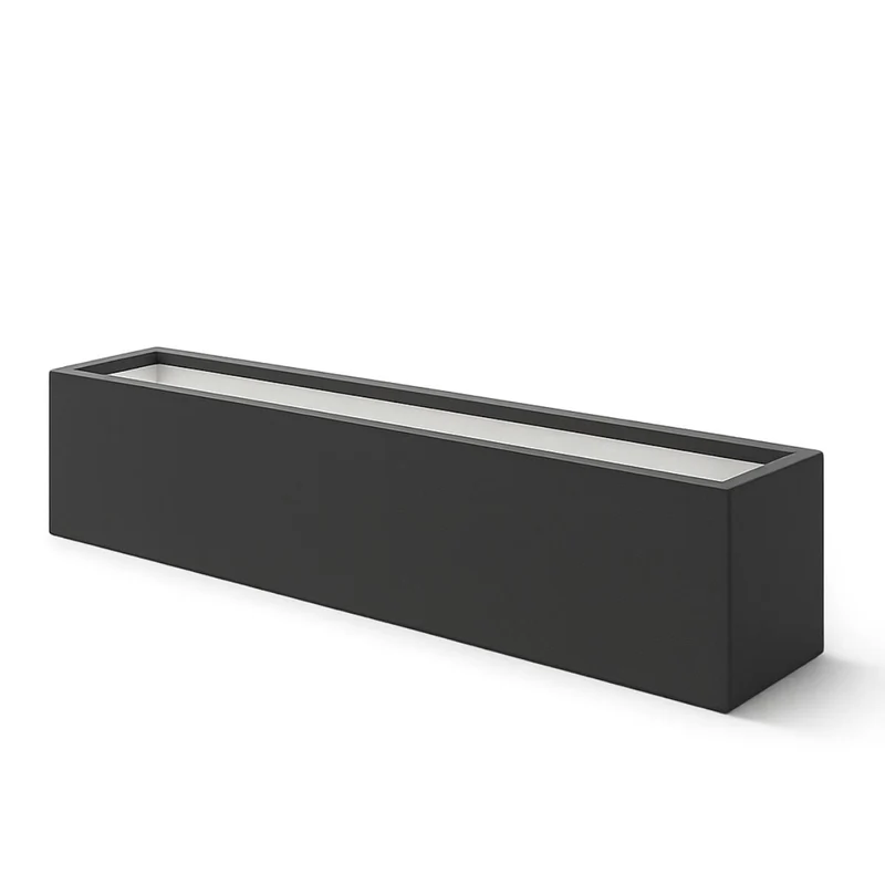 GARDRA Jardinière en polyester grise noire 200x30x20 cm RAL 7021