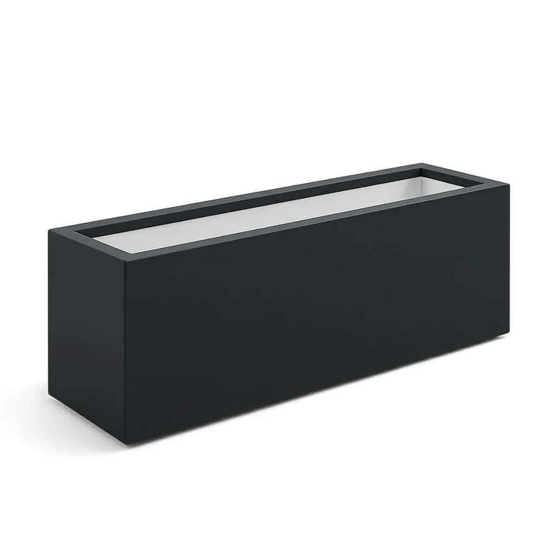 GARDRA Jardinière en polyester grise noire 120x30x40 cm RAL 7021