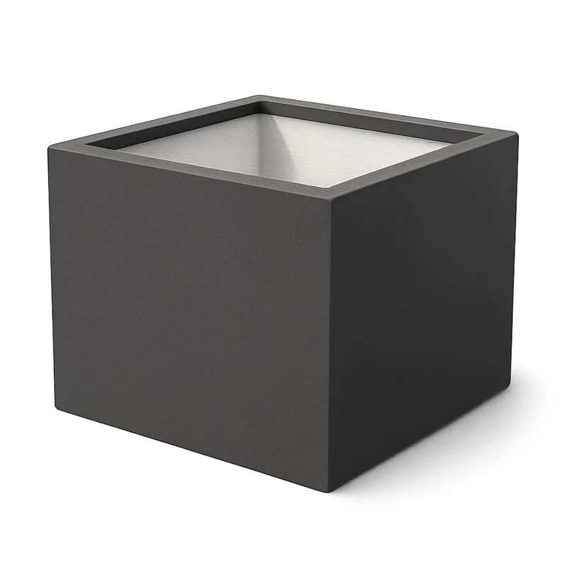 GARDRA Jardinière en polyester grise noire 100x100x60 cm RAL 7021