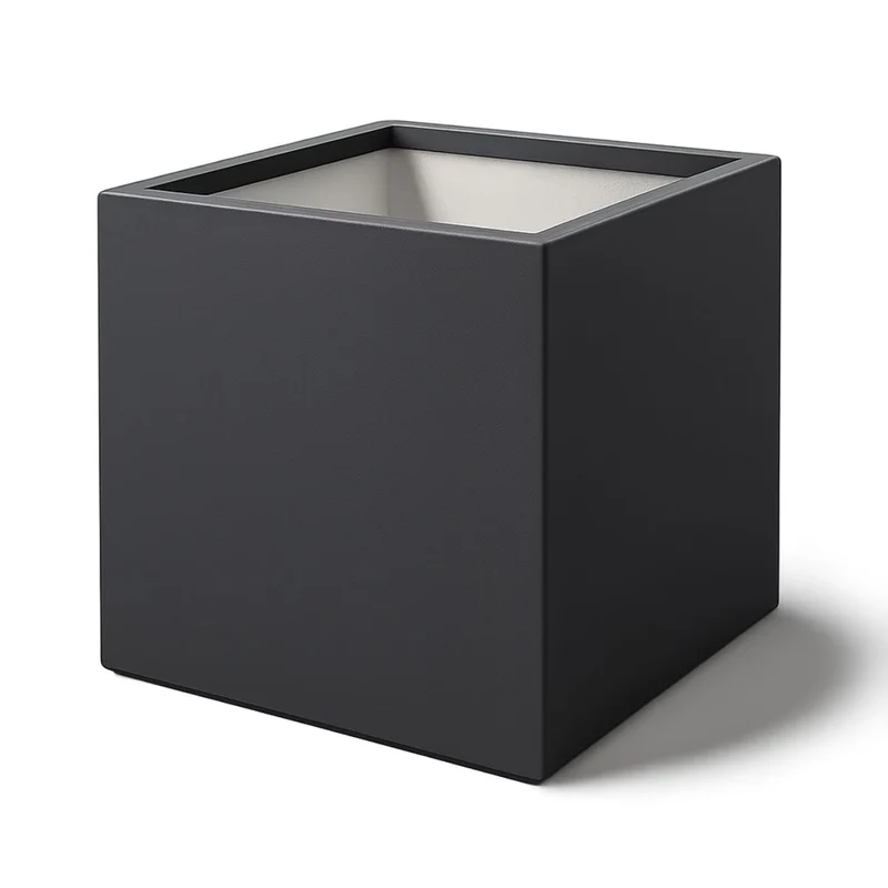 GARDRA Jardinière en polyester grise noire 100x100x80 cm RAL 7021