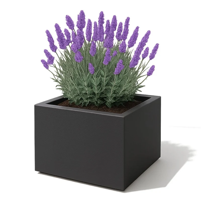 GARDRA Jardinière en polyester grise noire 60x60x40 cm RAL 7021