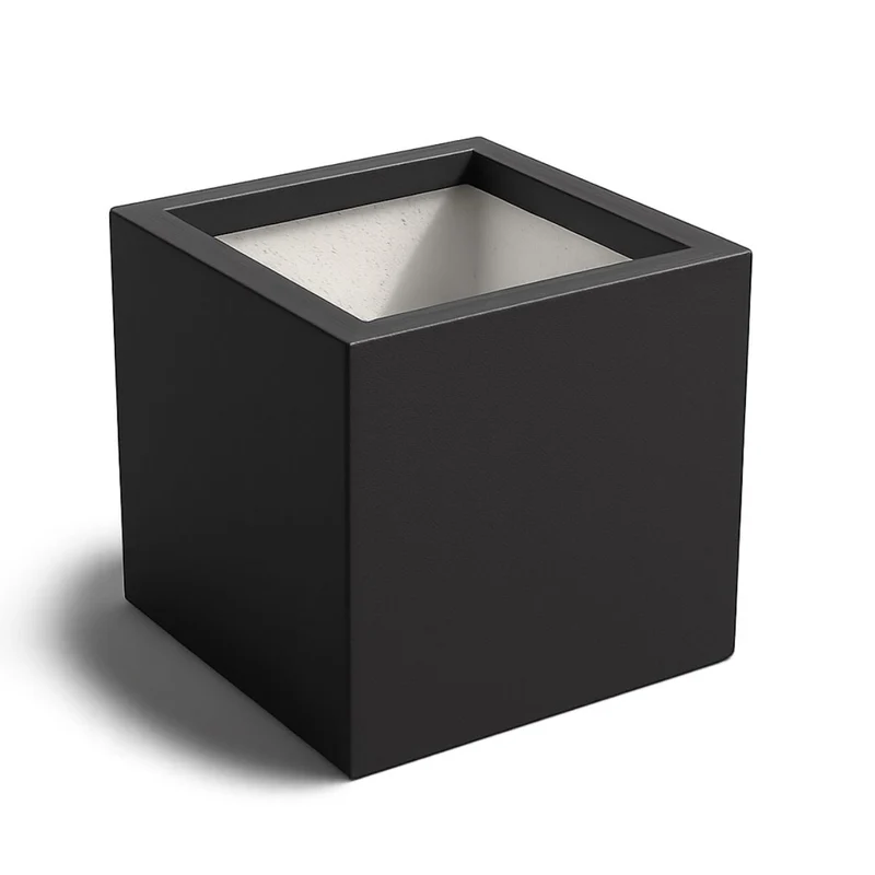 GARDRA Jardinière en polyester grise noire 50x50x50 cm RAL 7021