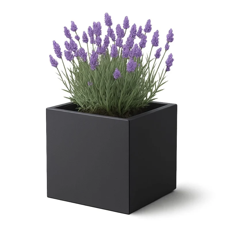 GARDRA Jardinière en polyester grise noire 50x50x50 cm RAL 7021