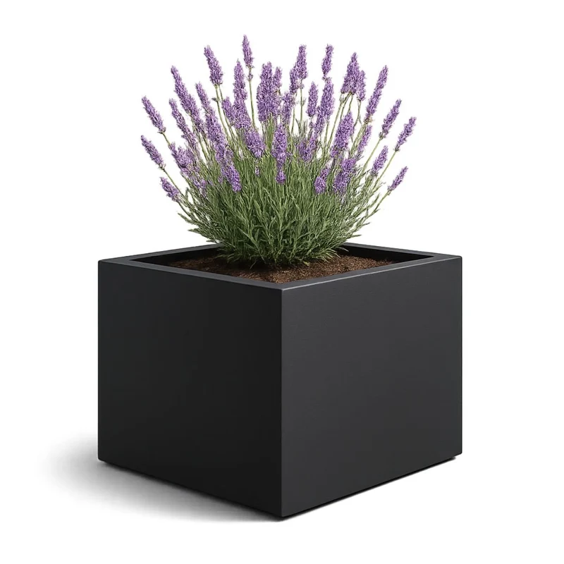 GARDRA Jardinière en polyester grise noire 160x160x100 cm RAL 7021