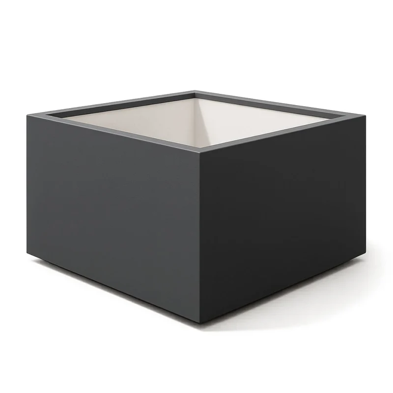 GARDRA Jardinière en polyester grise noire 140x140x60 cm RAL 7021