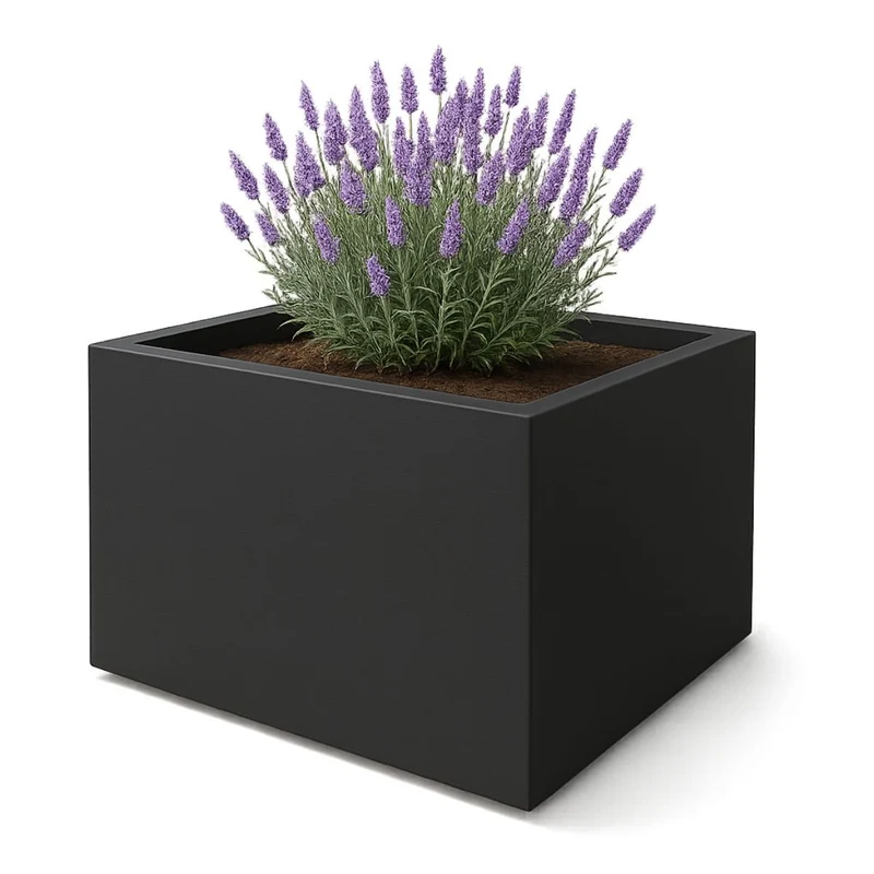 GARDRA Jardinière en polyester grise noire 140x140x80 cm RAL 7021