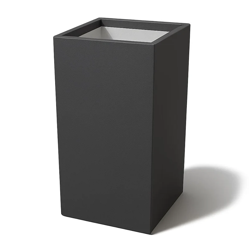 GARDRA Jardinière en polyester grise noire 40x40x80 cm RAL 7021
