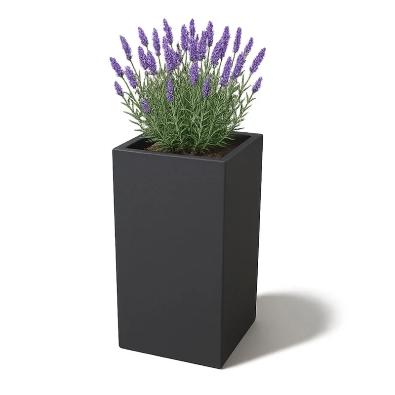 GARDRA Jardinière en polyester grise noire 40x40x80 cm RAL 7021