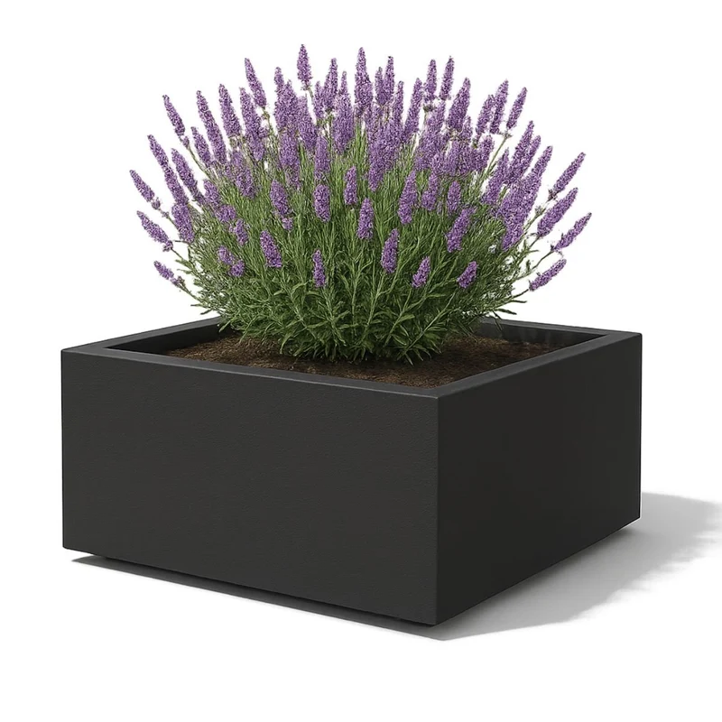 GARDRA Jardinière en polyester grise noire 120x120x40 cm RAL 7021