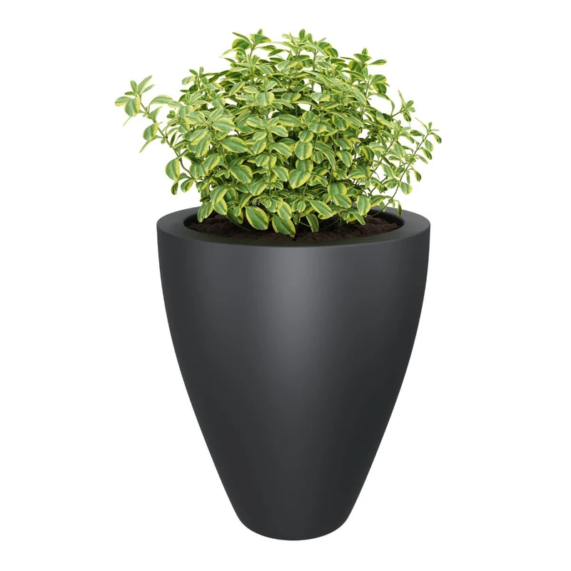 GARDRA Jardinière en polyester grise noire Ø 51x59 cm RAL 7021
