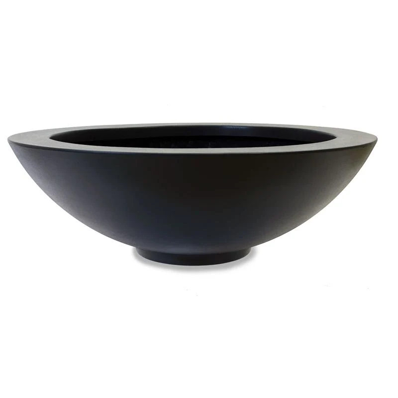 GARDRA Jardinière en polyester grise noire Ø 120x40 cm RAL 7021