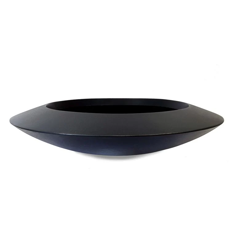 GARDRA Jardinière en polyester grise noire Ø 120x20 cm RAL 7021