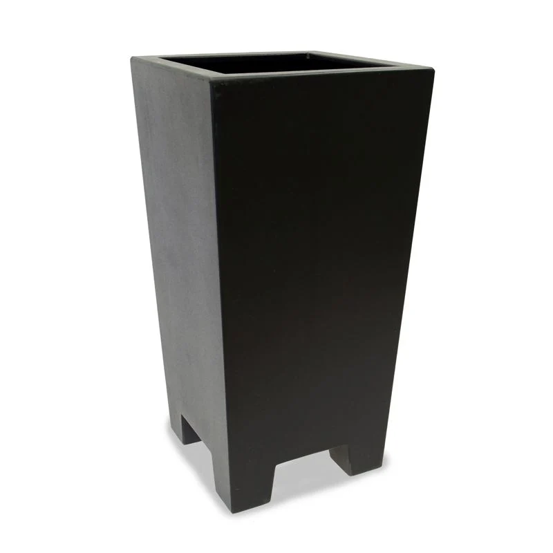 GARDRA Jardinière en polyester grise noire 52x52x100 cm RAL 7021