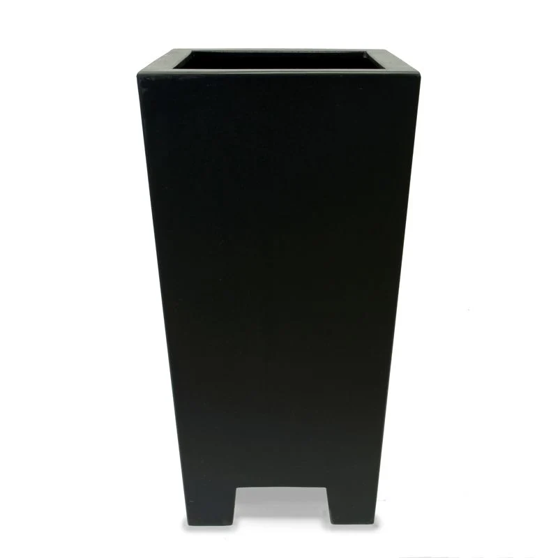 GARDRA Jardinière en polyester grise noire 52x52x100 cm RAL 7021