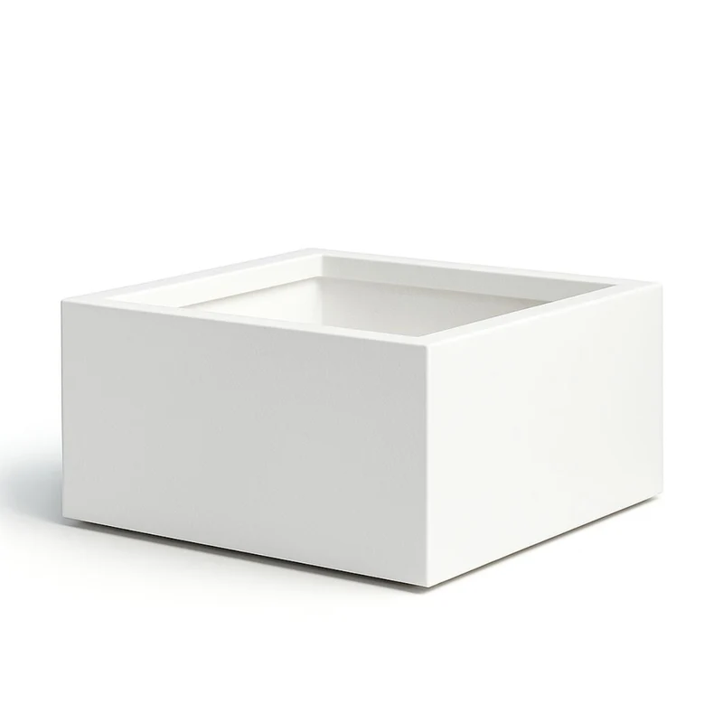 GARDRA Jardinière en polyester blanche pur 80x80x40 cm RAL 9010