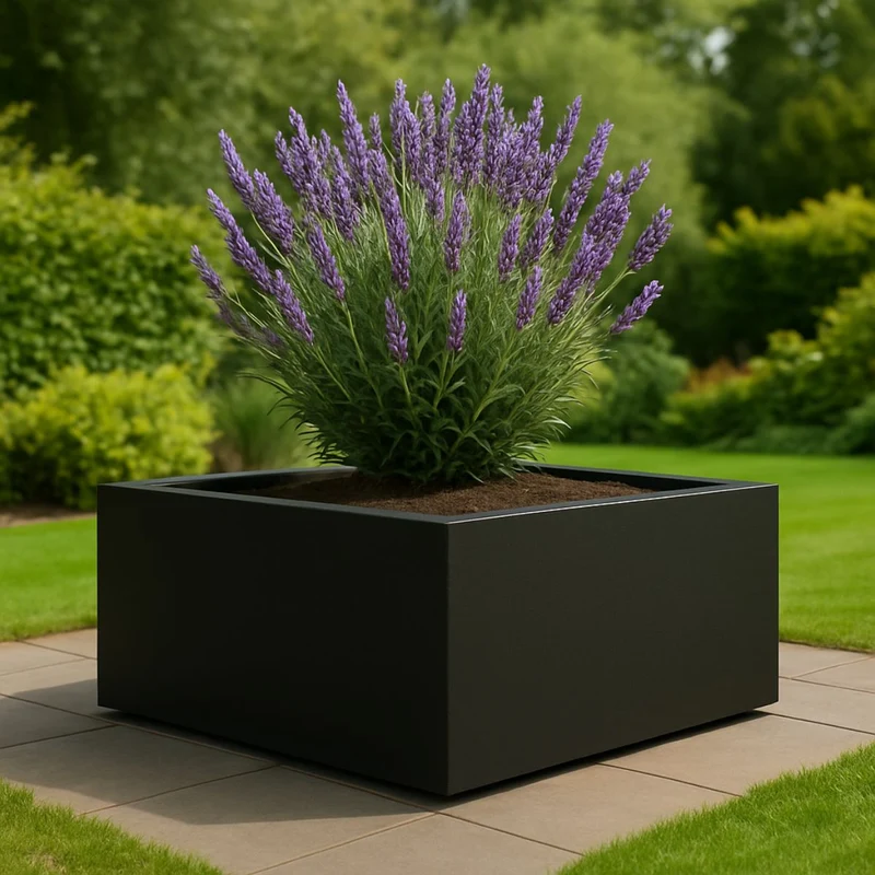GARDRA Jardinière en polyester noire de jais 80x80x40 cm RAL 9005