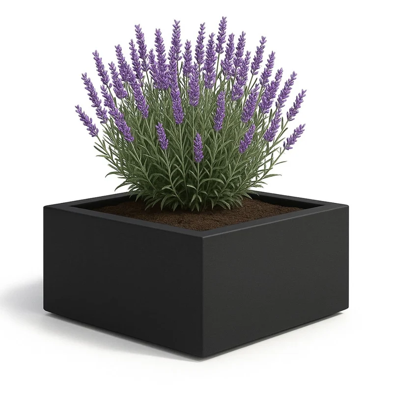 GARDRA Jardinière en polyester noire de jais 80x80x40 cm RAL 9005