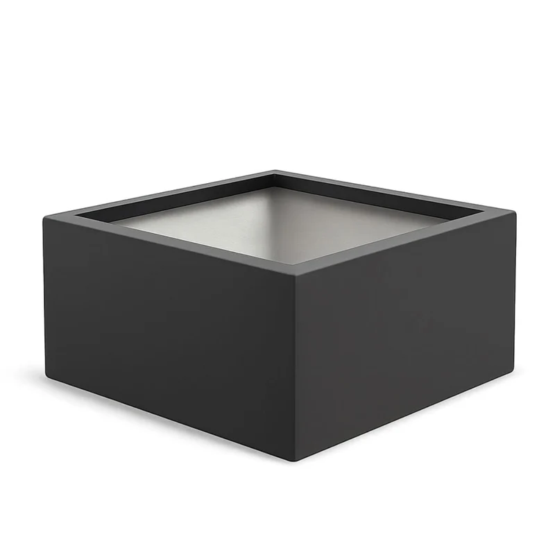 GARDRA Jardinière en polyester grise noire 80x80x40 cm RAL 7021
