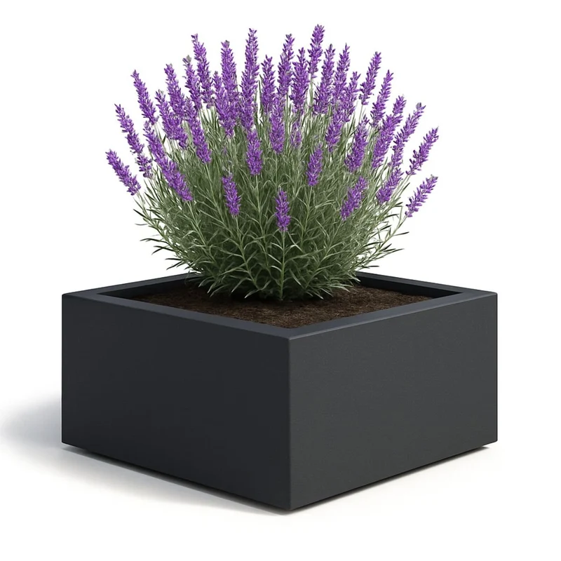 GARDRA Jardinière en polyester grise noire 80x80x40 cm RAL 7021
