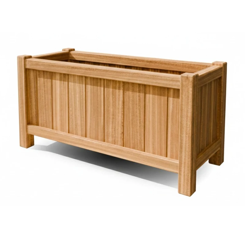 Jardinière en bois dur allongée avec pieds 120x50x60 cm