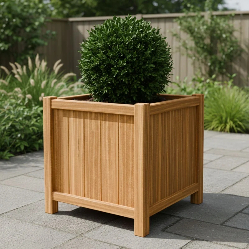 Jardinière en bois dur carrée avec pieds 80x80x80 cm