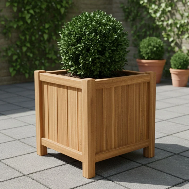 Jardinière en bois dur carrée avec pieds 70x70x70 cm