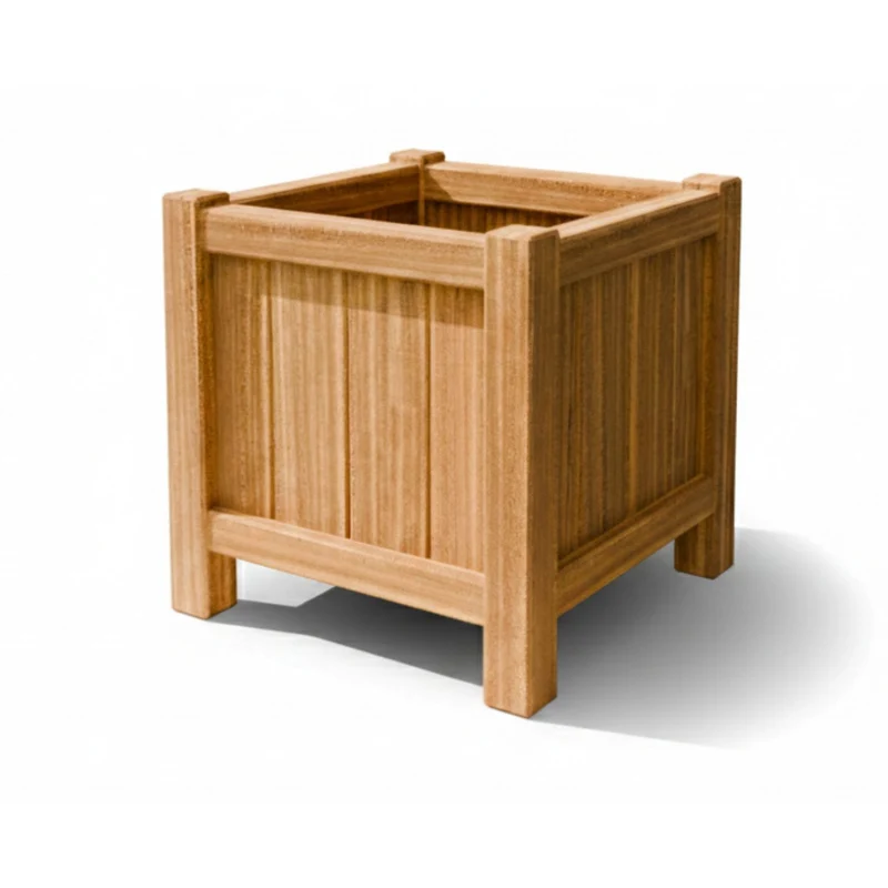 Jardinière en bois dur carrée avec pieds 60x60x60 cm