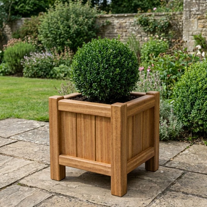 Jardinière en bois dur carrée avec pieds 50x50x50 cm