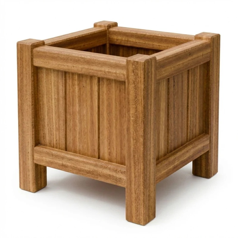 Jardinière en bois dur carrée avec pieds 50x50x50 cm