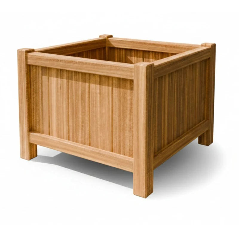 Jardinière en bois dur carrée avec pieds 80x80x60 cm